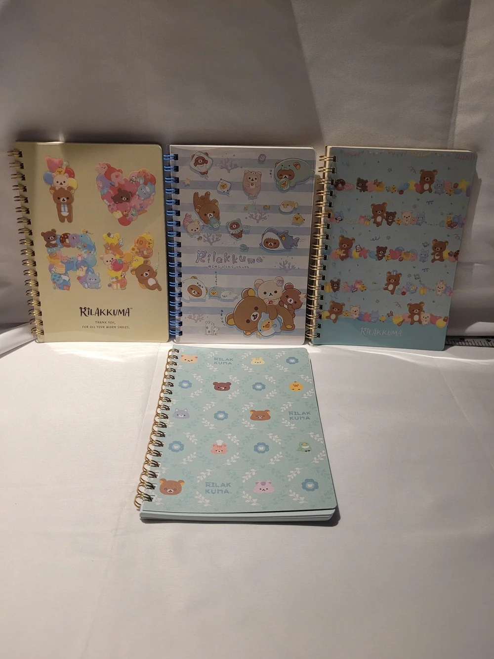 Lot of 4 Authentic San-X Rilakkuma B6 Spiral Notebooks Kawaii Stationery